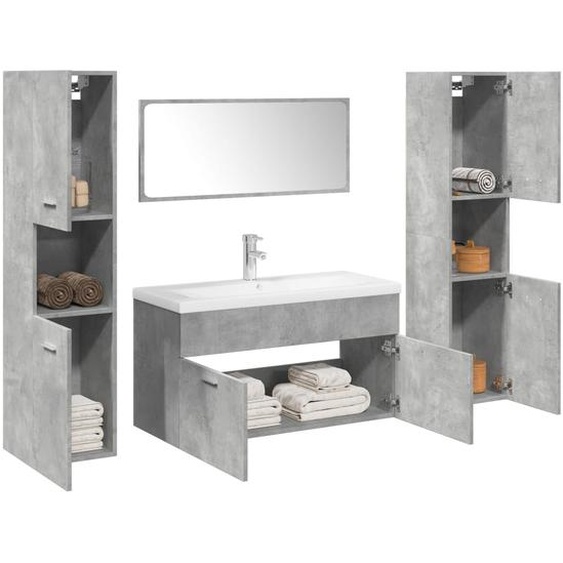 Ensemble de meubles de salle de bain 5 pcs gris béton