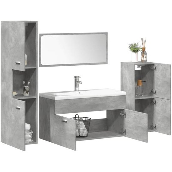 Ensemble de meubles de salle de bain 5 pcs gris béton