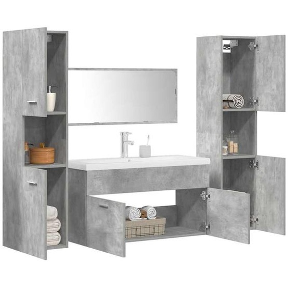 Ensemble de meubles de salle de bain 5 pcs gris béton