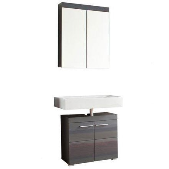 Ensemble de meubles de salle de bain Amanda - Trend Team - Blanc - Brillant - 2 pièces