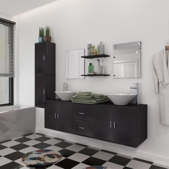 Ensemble de meubles de salle de bain - Omabeta - Moderne - Noir - Aggloméré - 150 x 45 x 45 cm