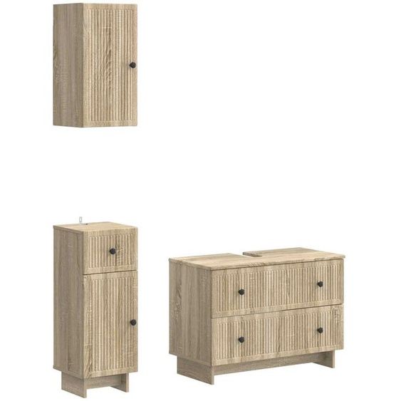 Ensemble de meubles de salle de bain en 3 pièces, finition chêne Sonoma (modèle EDE)