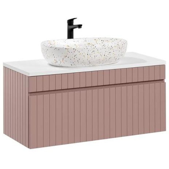Ensemble de meubles de salle de bain Iconic Rose 100 cm avec plan et vasque