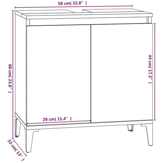 Ensemble de meubles de salle de bain - Meuble de salle de bain - Meuble-lavabo - Meuble sous vasque - Armoire à miroir - Couleur chêne Sonoma