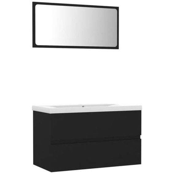 Ensemble de meubles de salle de bain Noir Aggloméré Mothinessto LY7858