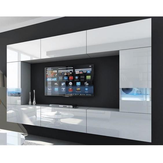 Ensemble de meubles de salon - CEPTO XXIX - Blanc - 8 portes - Leds