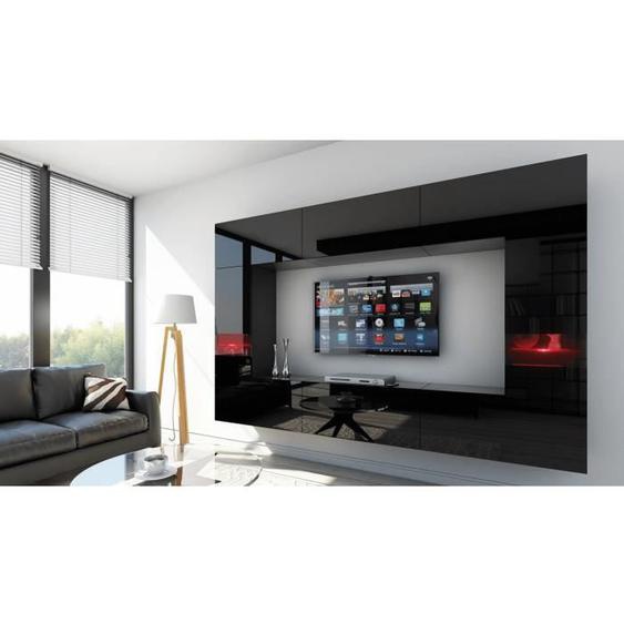 Ensemble de meubles de salon - CEPTO - XXIX - Noir mat et brillant - 8 meubles modulables - Leds multicolores