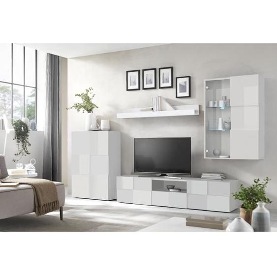 Ensemble de meubles de salon - PRICE FACTORY - ADAM - Blanc laqué - Design - 5 portes - 1 tiroir