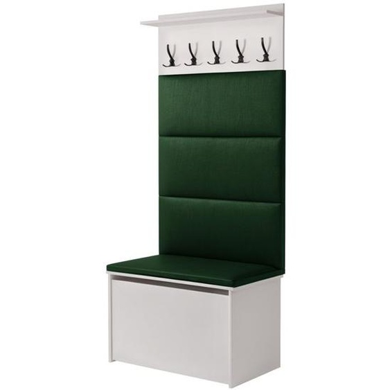 Ensemble de meubles dentrée - ANDY - Cintre, Banc de Rangement à Chaussures - avec Coussin Confortable - Vert