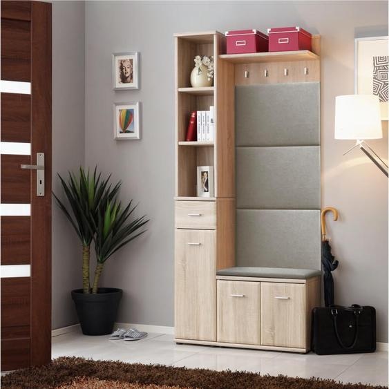 Ensemble de meubles dentrée avec coussin Armario V - Beige/Gris - L 90 x H 203 x P 32 cm