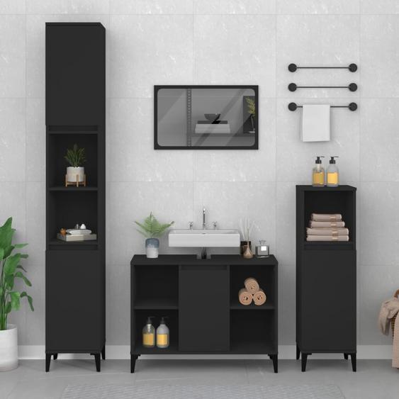 Ensemble de meubles salle de bain 3 pcs noir bois dingénierie