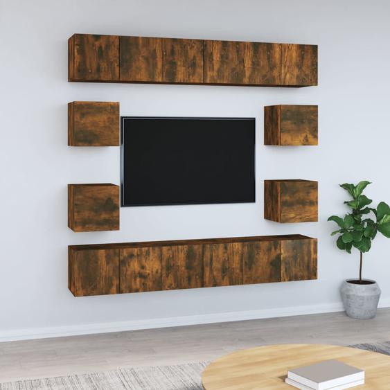 Ensemble de meubles TV 10 pcs Chêne fumé Bois dingénierie