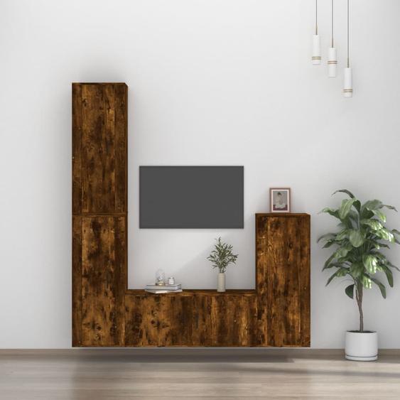 Ensemble de meubles TV 4 pcs Chêne fumé Bois dingénierie