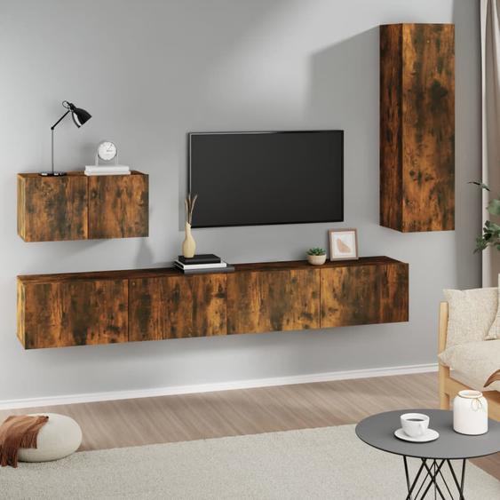 Ensemble de meubles TV 4 pcs Chêne fumé Bois dingénierie
