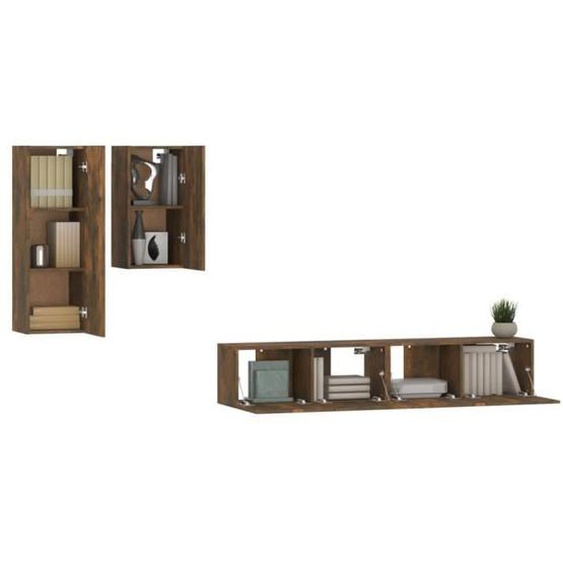 Ensemble de meubles TV 4 pcs Chêne fumé Bois dingénierie  Mothinessto LY0215