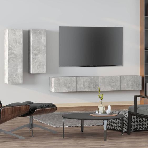 Ensemble de meubles TV 4 pcs Gris béton Bois dingénierie