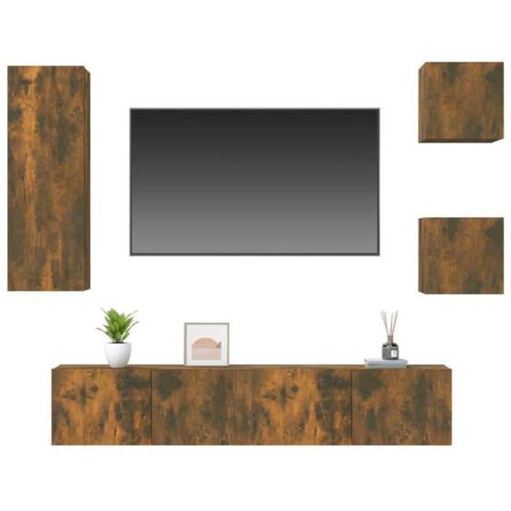 Ensemble de meubles TV 5 pcs Chêne fumé Bois dingénierie  Mothinessto LY15626