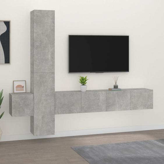 Ensemble de meubles TV 5 pcs Gris béton Bois dingénierie