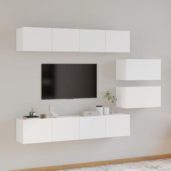 Ensemble de meubles TV 6 pcs Blanc Bois dingénierie