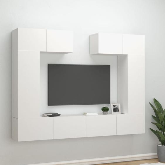 Ensemble de meubles TV 6 pcs Blanc Bois dingénierie
