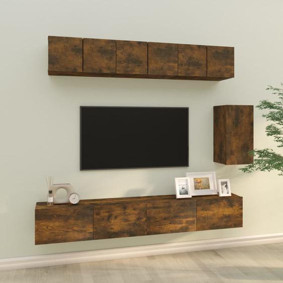 Ensemble de meubles TV 6 pcs Chêne fumé Bois dingénierie