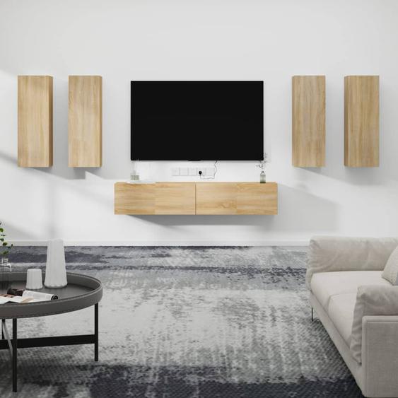Ensemble de meubles TV 6 pcs Chêne sonoma Bois dingénierie