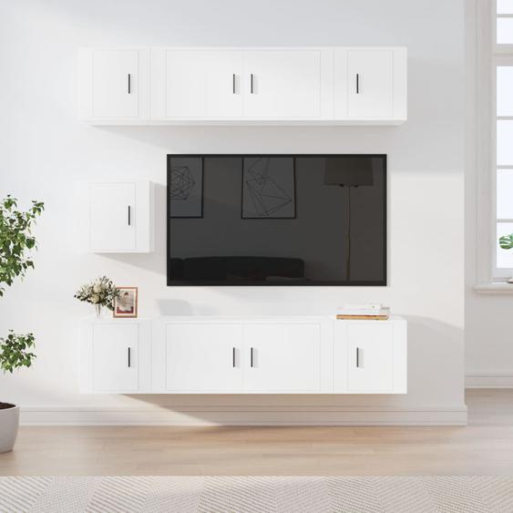 Ensemble de meubles TV 7 pcs Blanc Bois dingénierie