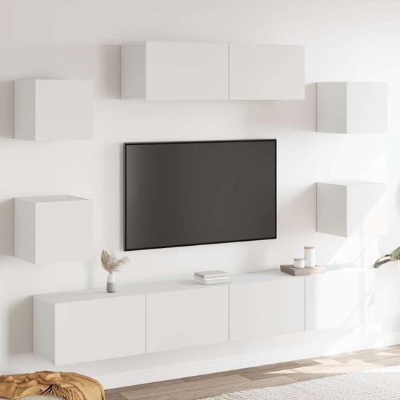 Ensemble de meubles TV 7 pcs Blanc Bois dingénierie