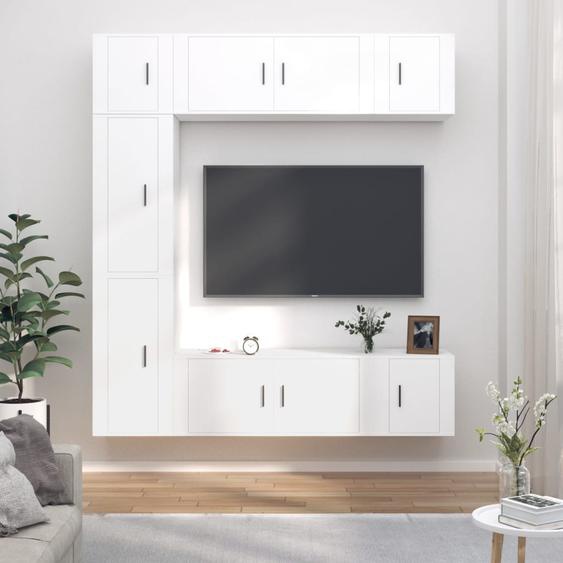 Ensemble de meubles TV 7 pcs Blanc Bois dingénierie