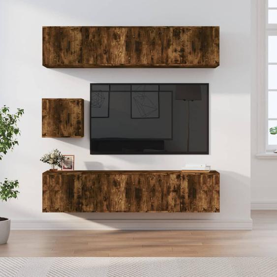 Ensemble de meubles TV 7 pcs Chêne fumé Bois dingénierie