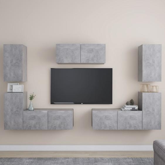 Ensemble de meubles TV 7 pcs Gris béton Bois dingénierie