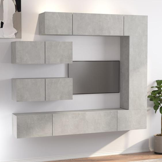 Ensemble de meubles TV 7 pcs Gris béton Bois dingénierie