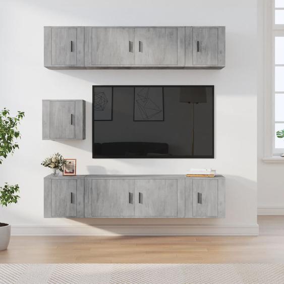 Ensemble de meubles TV 7 pcs Gris béton Bois dingénierie