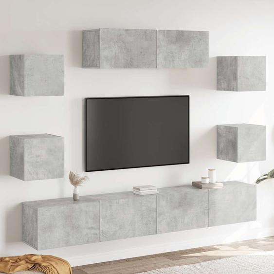 Ensemble de meubles TV 7 pcs Gris béton Bois dingénierie