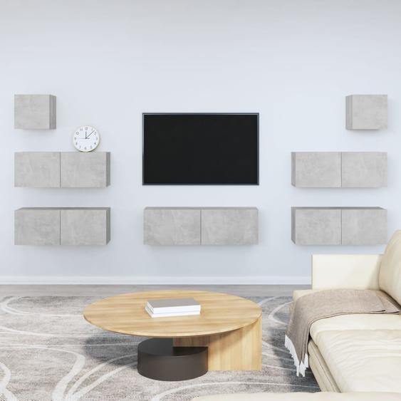Ensemble de meubles TV 7 pcs Gris béton Bois dingénierie