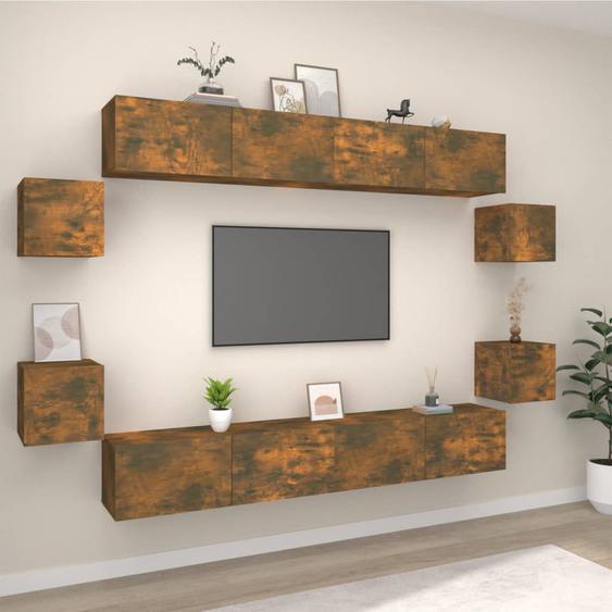 Ensemble de meubles TV 8 pcs Chêne fumé Bois dingénierie