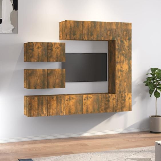 Ensemble de meubles TV 8 pcs Chêne fumé Bois dingénierie