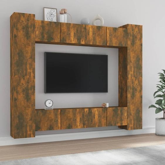 Ensemble de meubles TV 8 pcs Chêne fumé Bois dingénierie