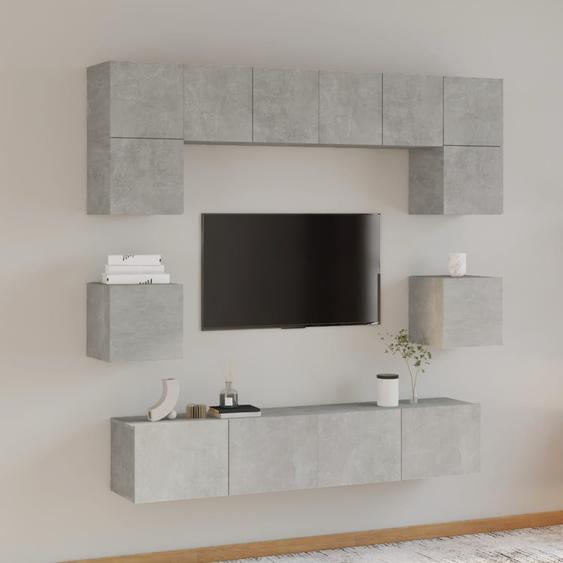 Ensemble de meubles TV 8 pcs Gris béton Bois dingénierie