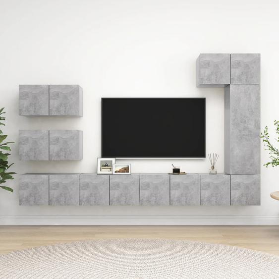 Ensemble de meubles TV 8 pcs Gris béton Bois dingénierie