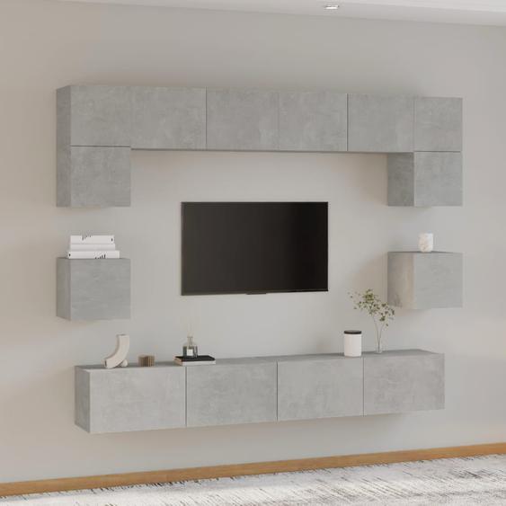 Ensemble de meubles TV 8 pcs Gris béton Bois dingénierie