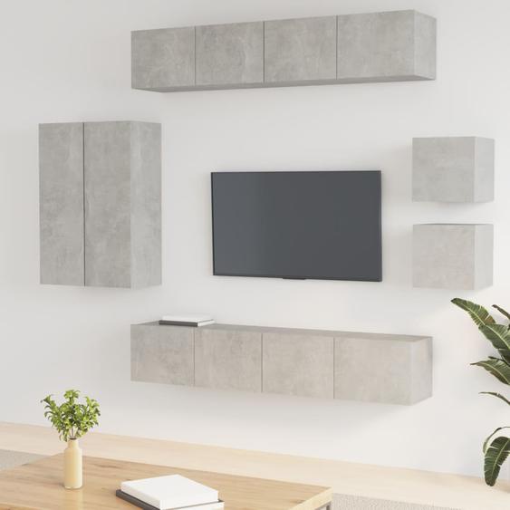 Ensemble de meubles TV 8 pcs Gris béton Bois dingénierie
