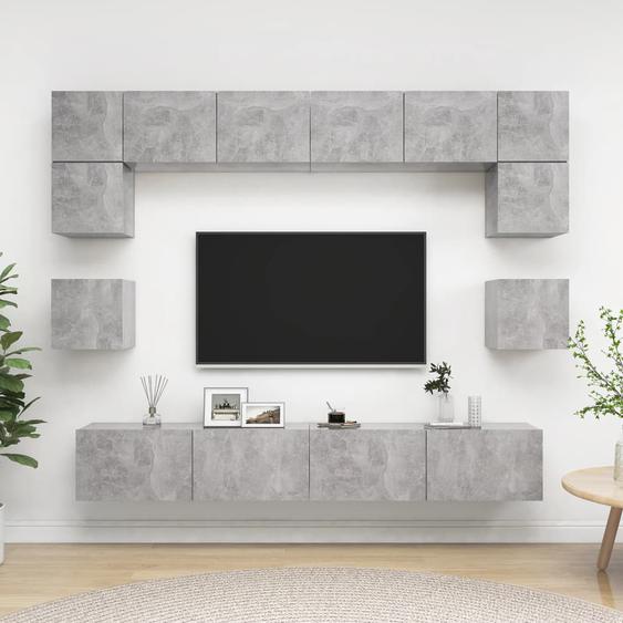 Ensemble de meubles TV 8 pcs Gris béton Bois dingénierie