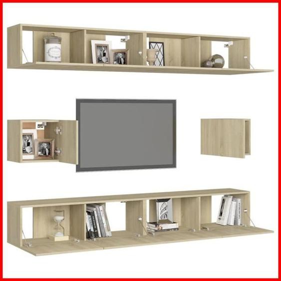 Ensemble de meubles TV - CUQUE - AB3078999 - Chêne sonoma - Aggloméré - 6 pièces