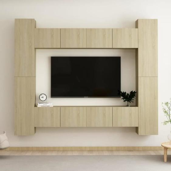 Ensemble de meubles TV - MOTHINESSTO - Chêne sonoma - 8 pièces - Design contemporain - Aggloméré