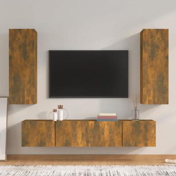 Ensemble de meubles TV - MOTHINESSTO - LY7862 - Chêne fumé - Bois dingénierie - 4 pièces