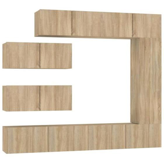 Ensemble de meubles TV - SALUTUYA - BD35632 - Chêne sonoma - Bois dingénierie - 7 pièces
