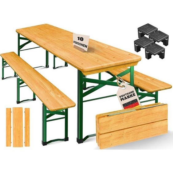 Ensemble de mobilier de bière de qualité, 3 pièces. Ensemble de mobilier pliable pour tente de fête, comprenant une table de bière et 2 bancs de bière. Ensemble de mobilier de jardin en bois, idéal pour les fêtes. Ensemble de sièges, résistant aux