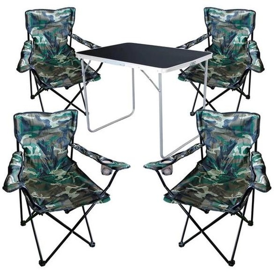 Ensemble de mobilier de camping Azomor en cinq pièces avec table et chaises pliantes pour lextérieur