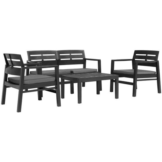 Ensemble de mobilier de jardin 4 pièces The Living Store en plastique anthracite